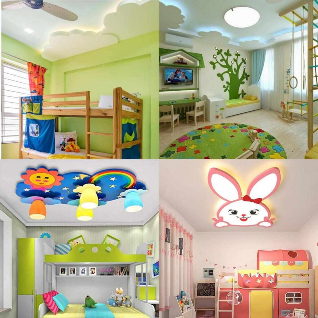 انواع سقف‌کاذب اتاق‌ کودک با طرح‌های کارتونی مانند خرگوش