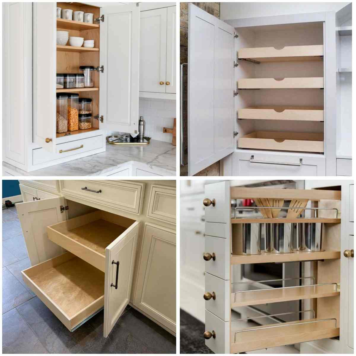 انواع کابینت آشپزخانه آبی و سفید و طلایی، با رنگ‌های دارای هارمونی مناسب با محیط